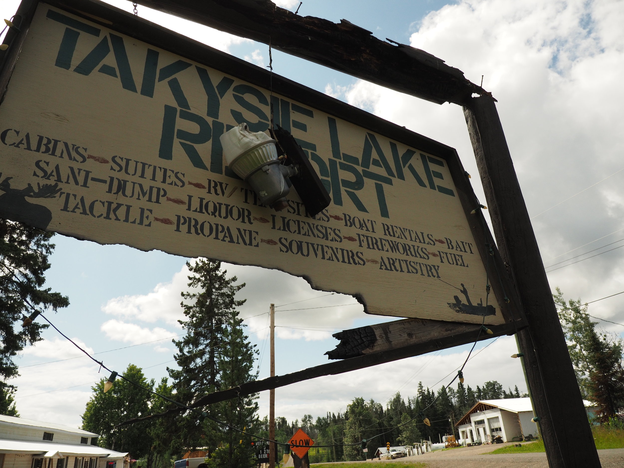 Takysie Lake Resort Sign