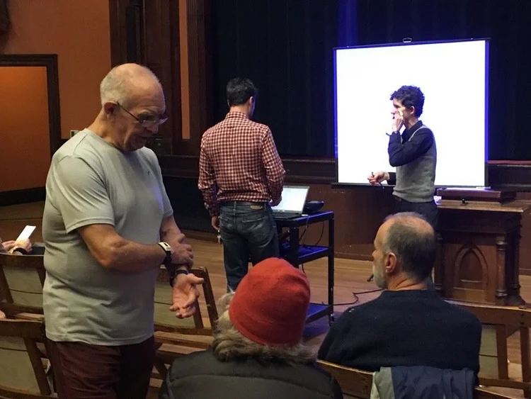 Roger at an Outer Cape Bicycle &amp; Pedestrian Master Plan meeting in Town Hall