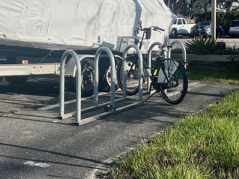 Our first bike rack grant installation of 2024 was installed on Earth Day at the Commons Studios, 74 Shank Painter Rd