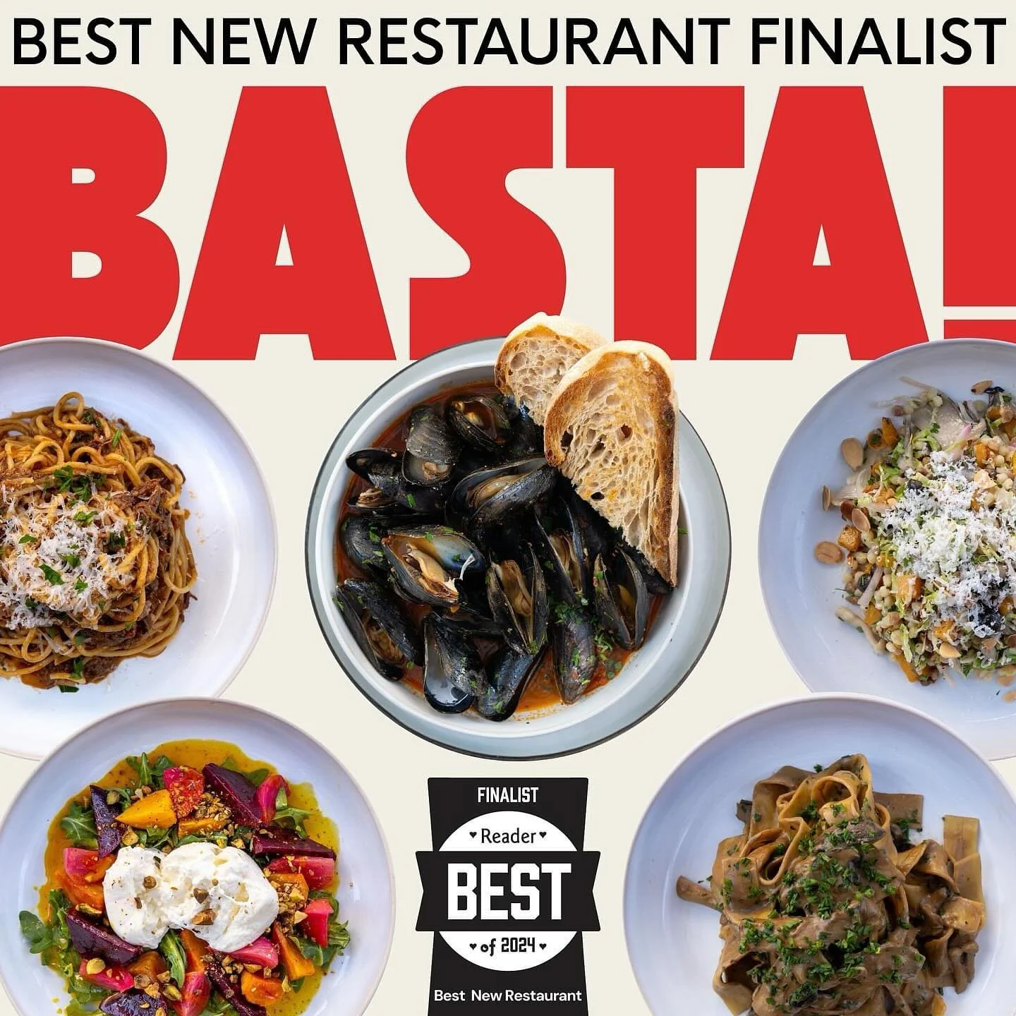 We are honored to announce that BASTA! was named as a runner-up for Best New Restaurant by @sandiegoreader ! A huge thank you to our amazing team and guests for making it possible. Cheers to more unforgettable meals and moments! #bastasd #bestofsandi