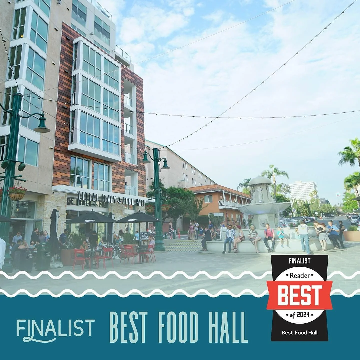 Little Italy Food Hall is proud to be named @sandiegoreader &lsquo;s Runner-Up for Best Food Hall! A huge thank you to our incredible restaurants, teams and amazing guests for making this possible. We couldn&rsquo;t have done it without you! #LIFH #l