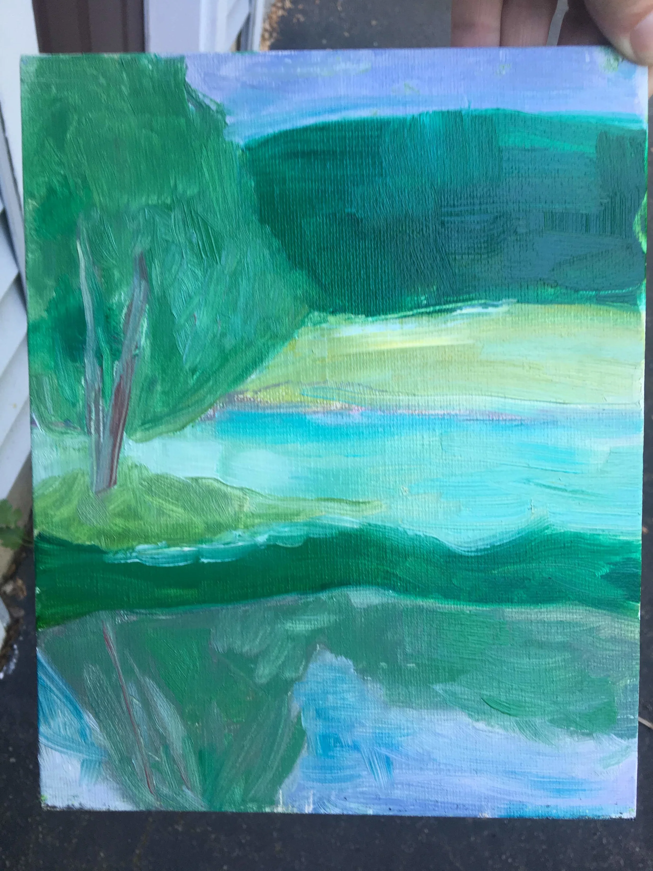 painting from third class ... no man-made focal point, and I found the reflection/water in the foreground very challenging!