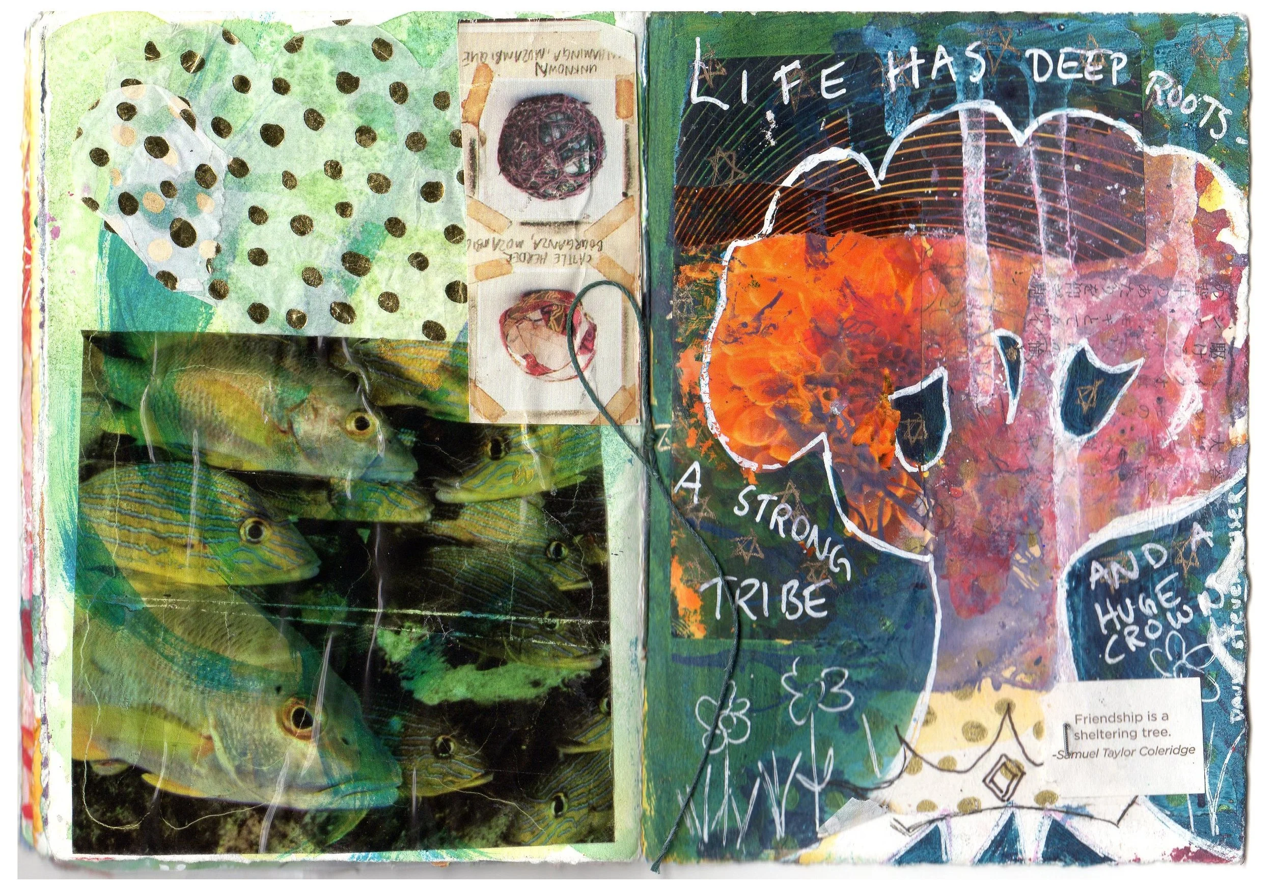 Front Cover with tree, was started by me and finished by Jenny. Back cover with fish was started by Jenny and finished by me!
