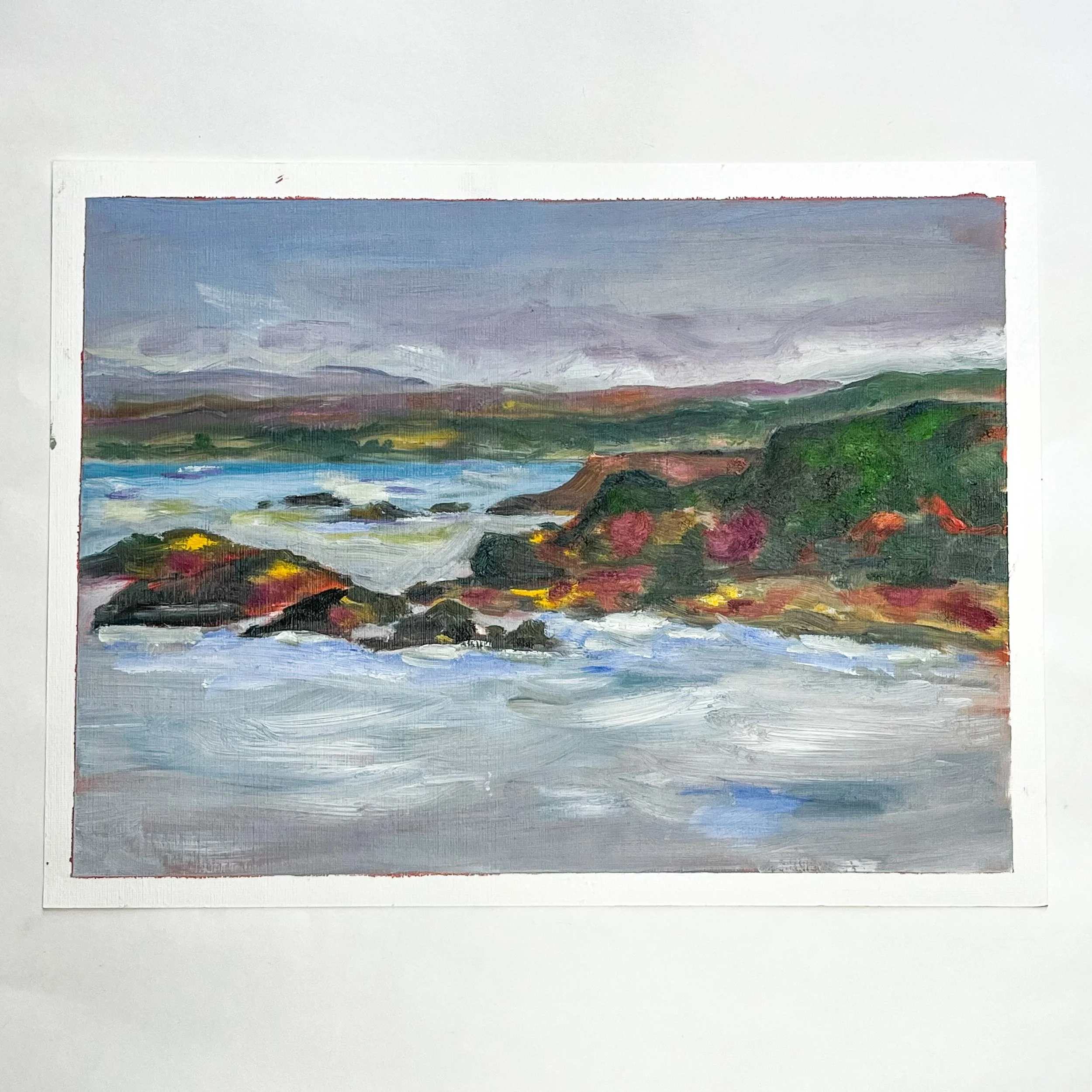 Coastline with green rocks