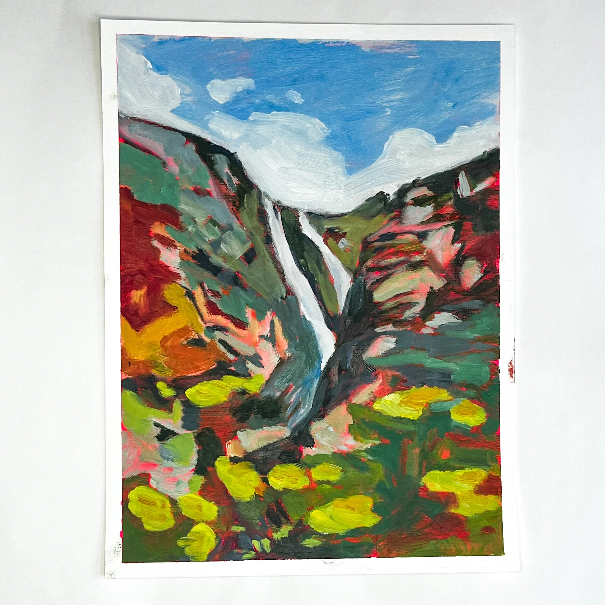 Fantasy Alpine Landscape Waterfalls