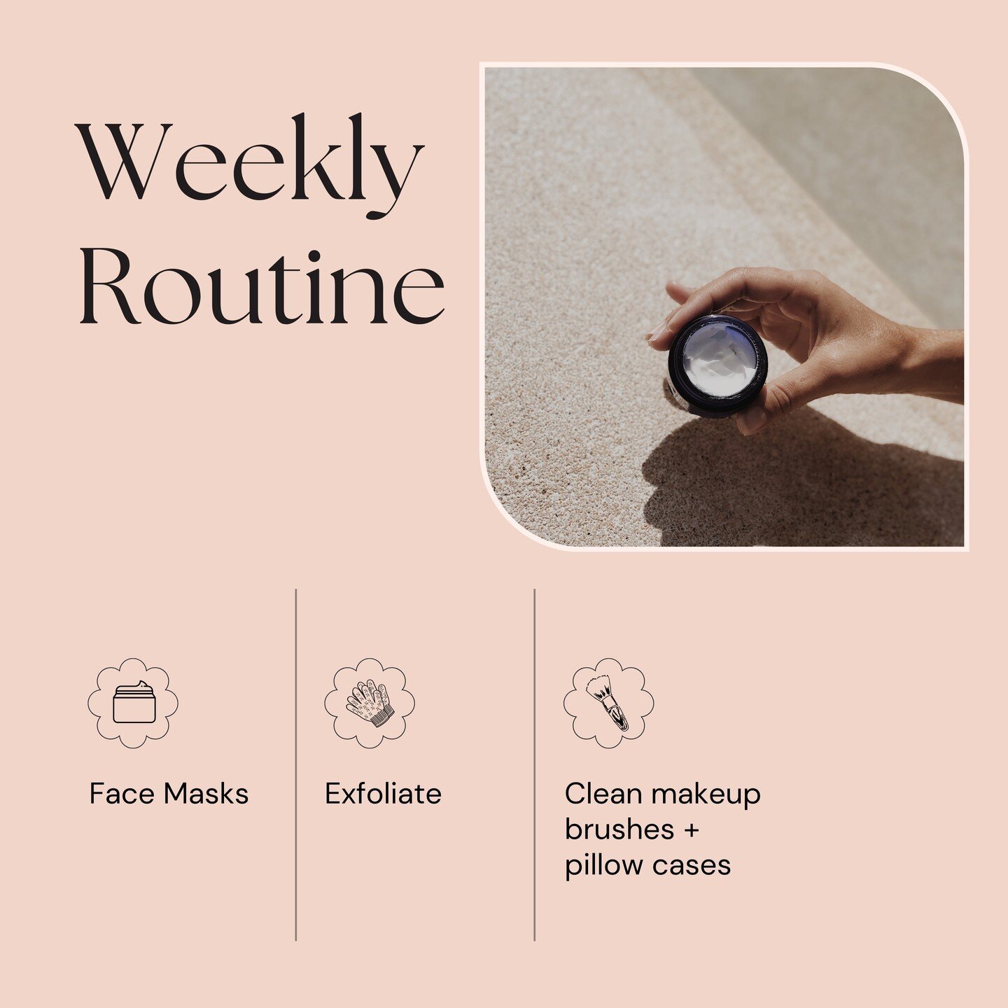 Are you incorporating these steps into your weekly skincare routine? 

👉🏼 Face Masks
👉🏼 Exfoliate
👉🏼 Clean makeup brushes + pillow cases

Save this for later! ✨