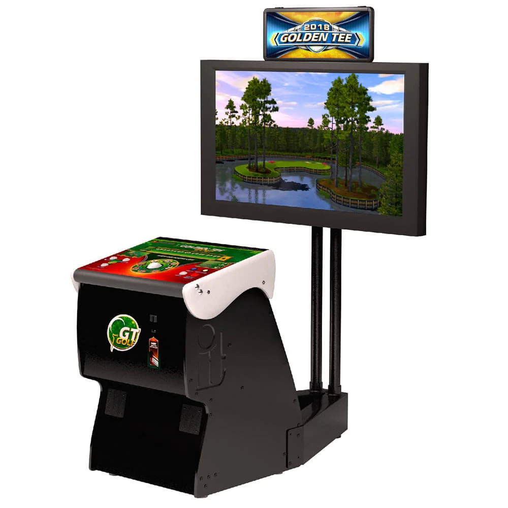 Golden Tee Golden Tee 2017 is the latest version of the legendary pay-to-play video golf game. Avid video golfers around the world compete against the course, with friends or head-to-head in a wide variety of skill contest formats
