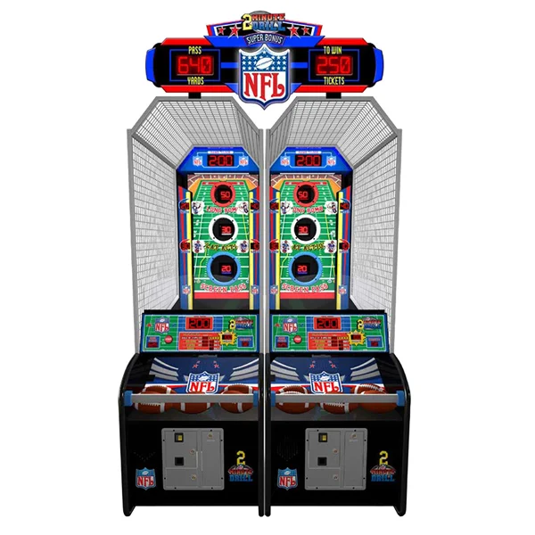 2-Minute Drill Test your football throwing skills on this interactive playfield! An eye-catching display, and overall colorful attributes really encourage people to play such an intriguing redemption game. Dimensions: 120H x 36W x 106D