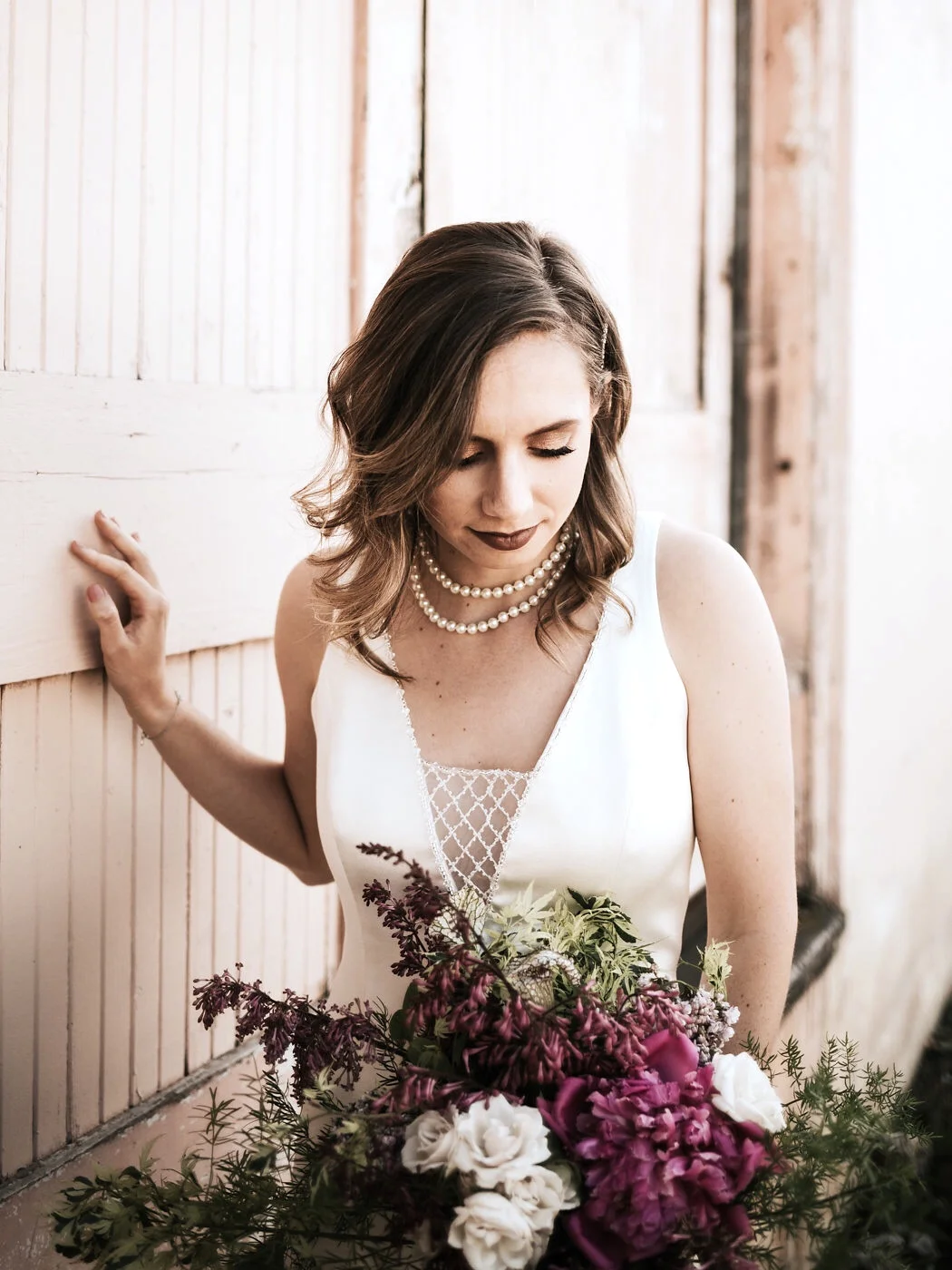 Photography by Sarah Olivia Photo , Floral Design by Poppies and Paisley Floral , Model Carrissa Pahl, Bridal Shop Bespoke Bride , Dress Designer Grace Mariee Original , Make-Up by Katarina Tiley MUA , Hair by Cheri Domenigoni