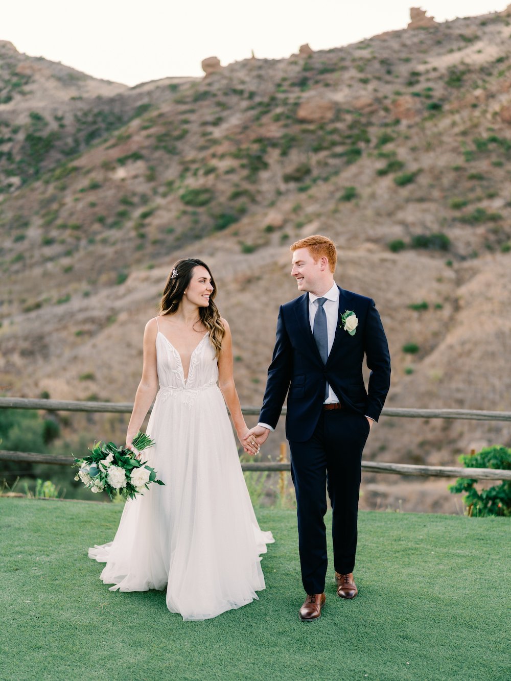 Bride and groom portraits at the Vineyard at Saddlerock Ranch in Malibu.