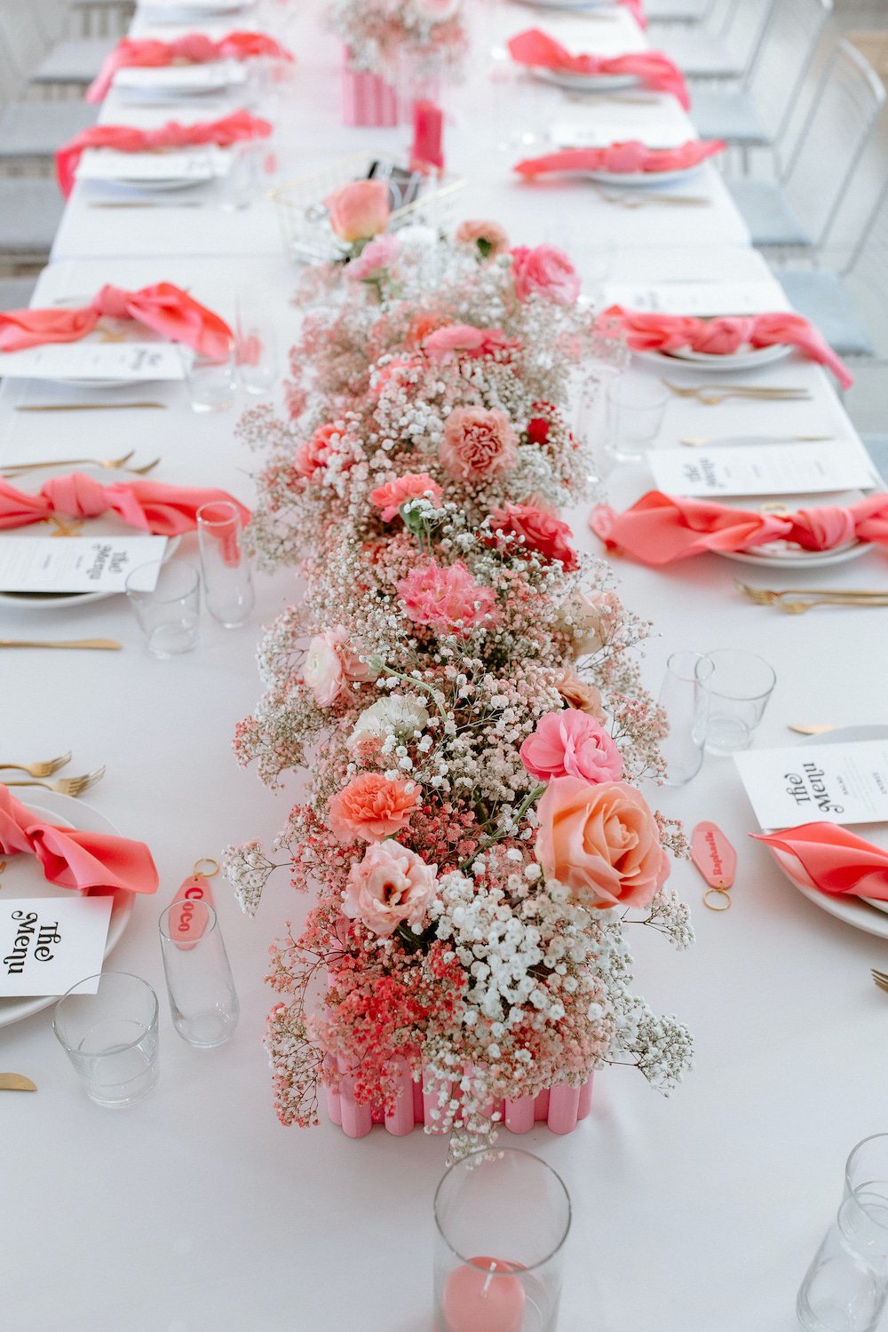Hot pink barbie dream wedding tablescape at The Ace Hotel Palm Springs.
