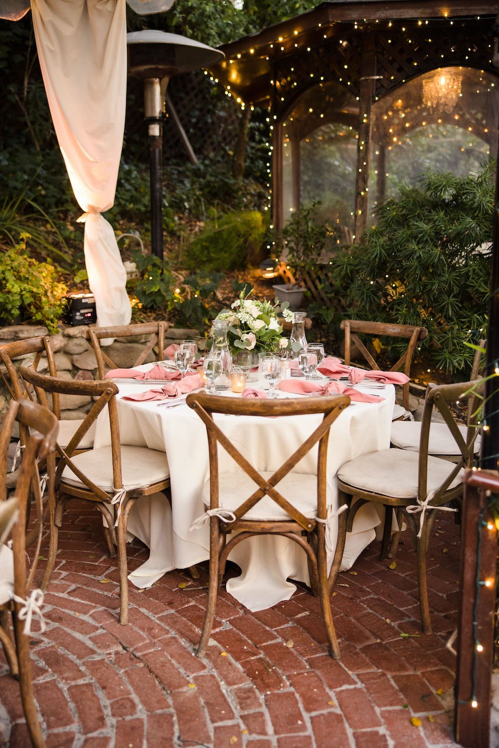 Rustic wedding reception at the Inn at Seventh Ray in Los Angeles.