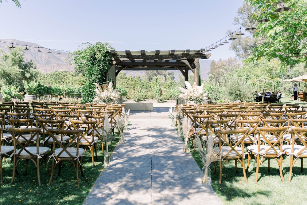 Boho wedding ceremony at the Topa Mountain Winery. 