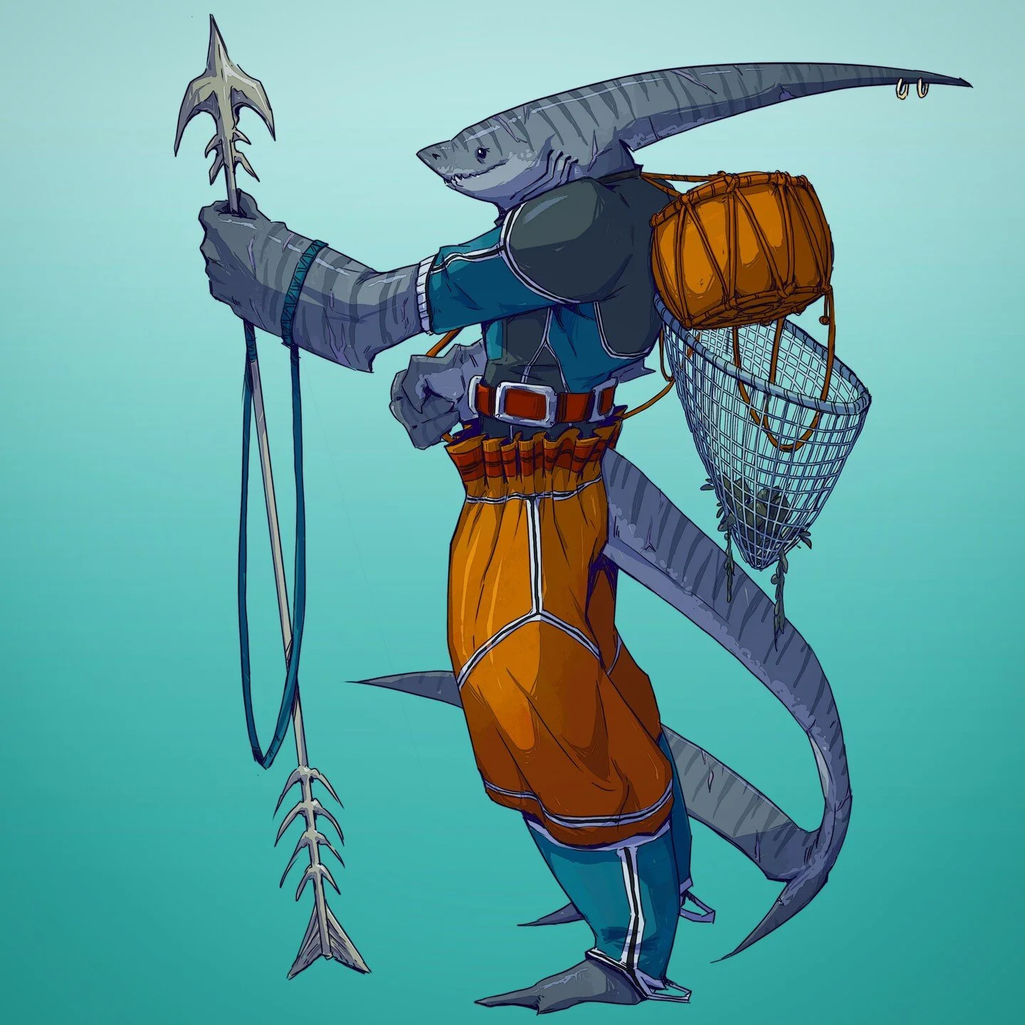 It's one more pull boys, that'll do boys
Soon we'll draw alongside
Hoist her upwards, swing her inboard
For the journey's nearly done
#characterdesign #seashanty #shark #seadiver #fishermen #huiontablet