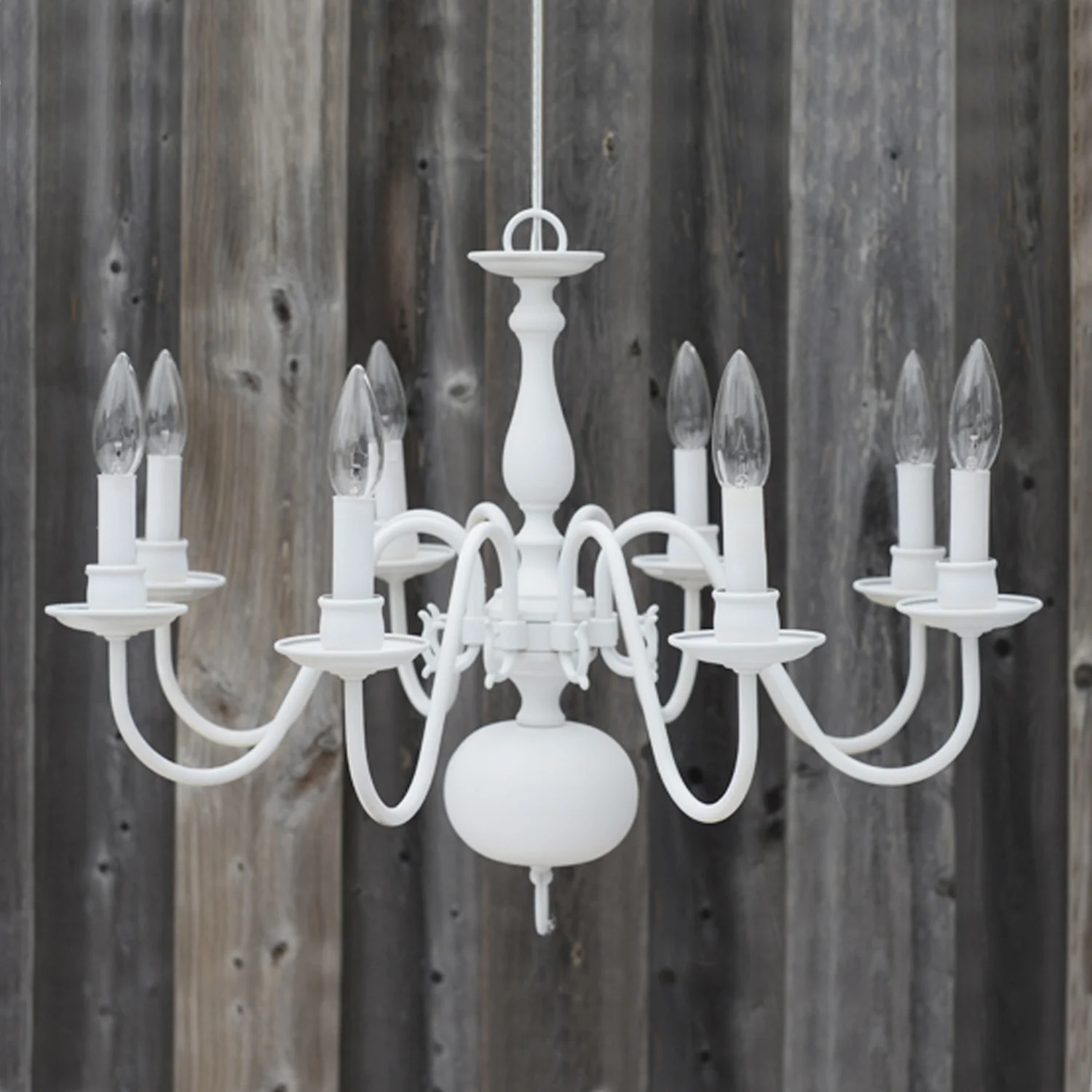 8 bulb white chandelier - 21”w x 17.5”h