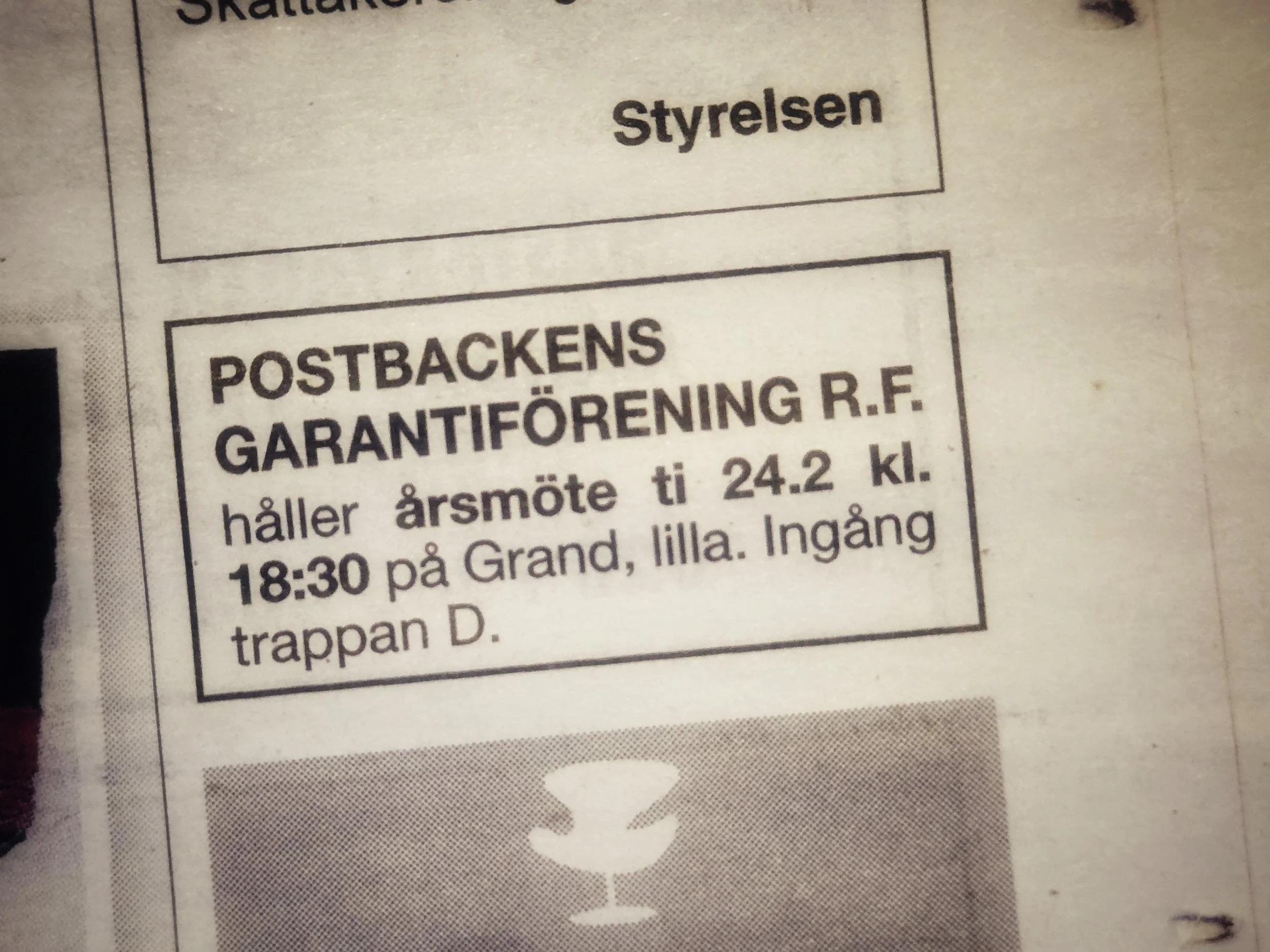 Postbackens garantiförenings r.f. årsmöte