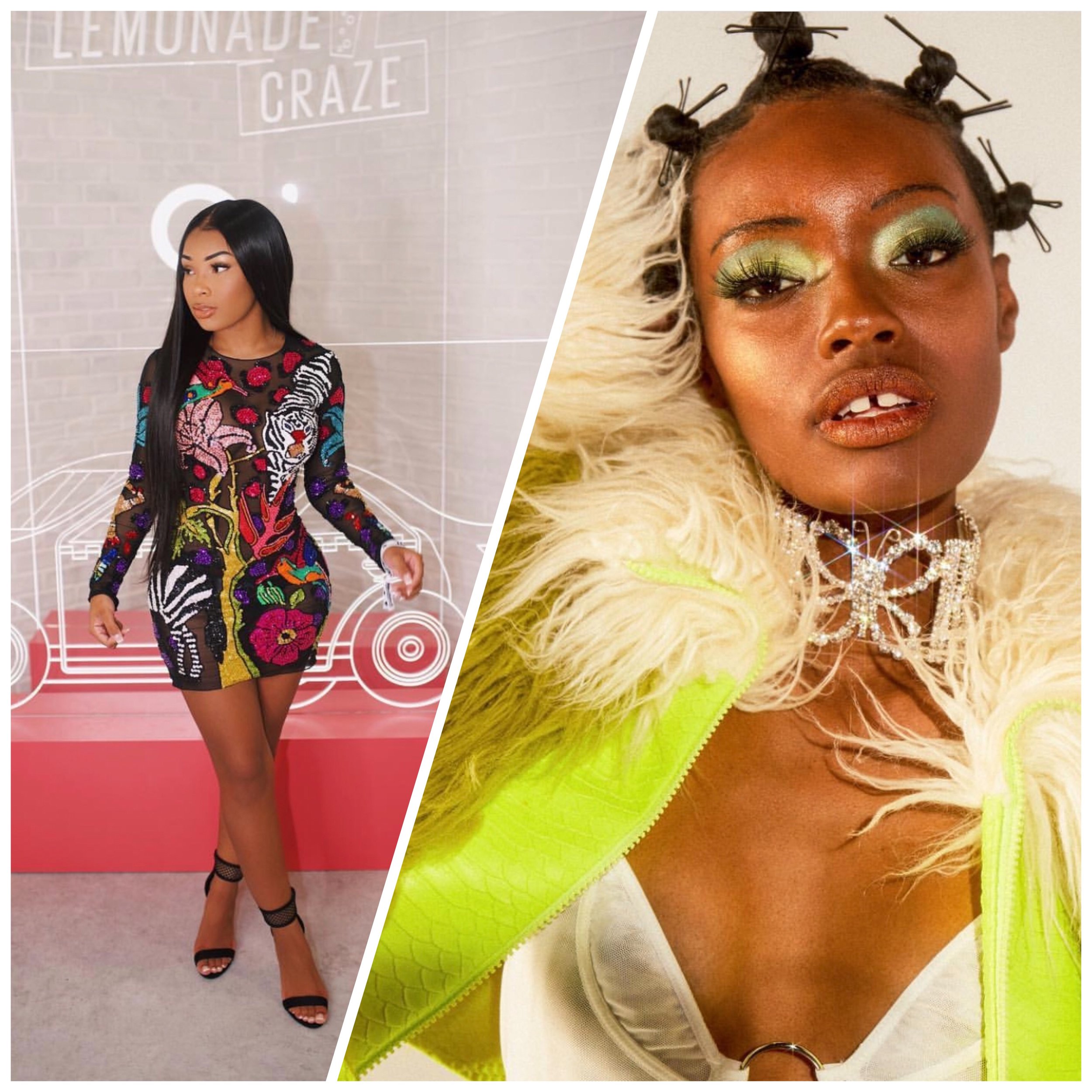 LEFT TO RIGHT: AaliyahJay attends the 2018 Beautycon styled by Ny New Millennium shoot via LadyGunn styled by Ny