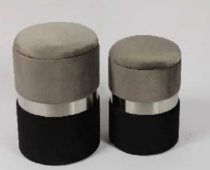 Ember set of 2 Storage Ottoman: Black/Grey & Silver
