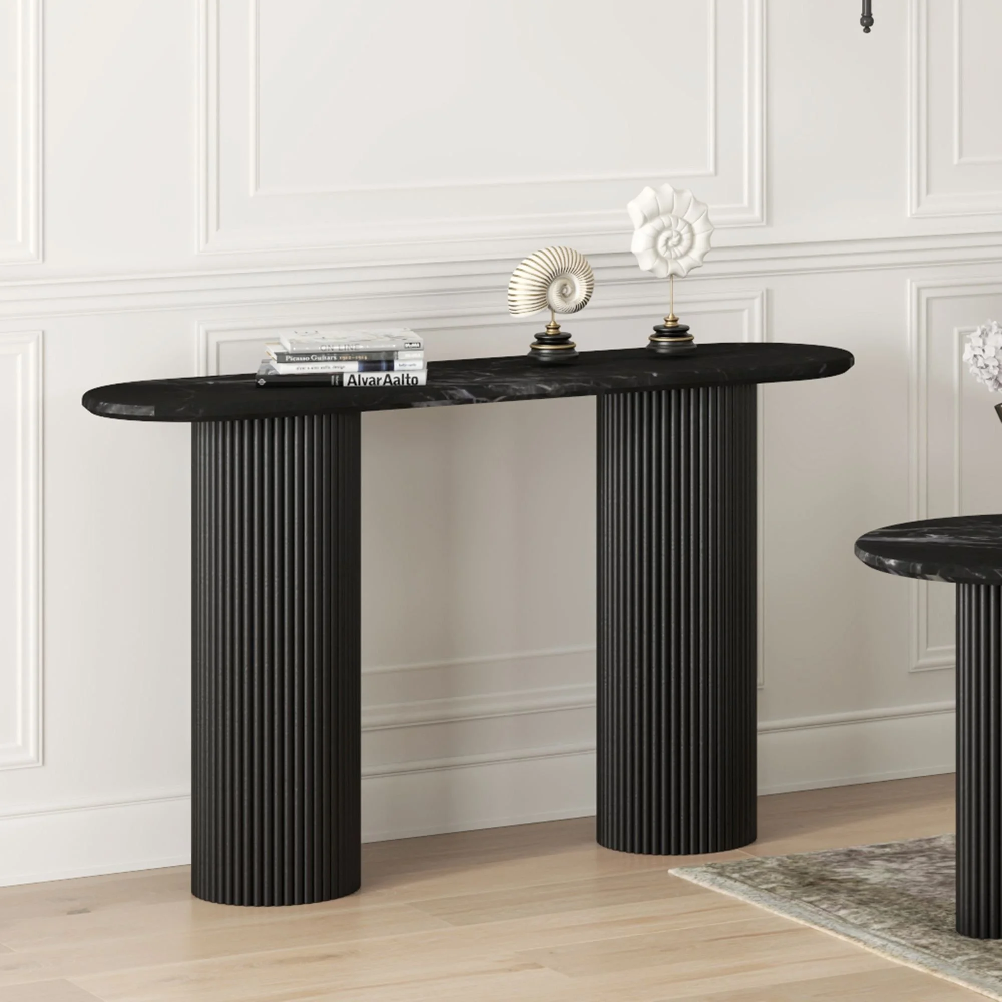 Jilsa Console Table, 50" In Black And Black