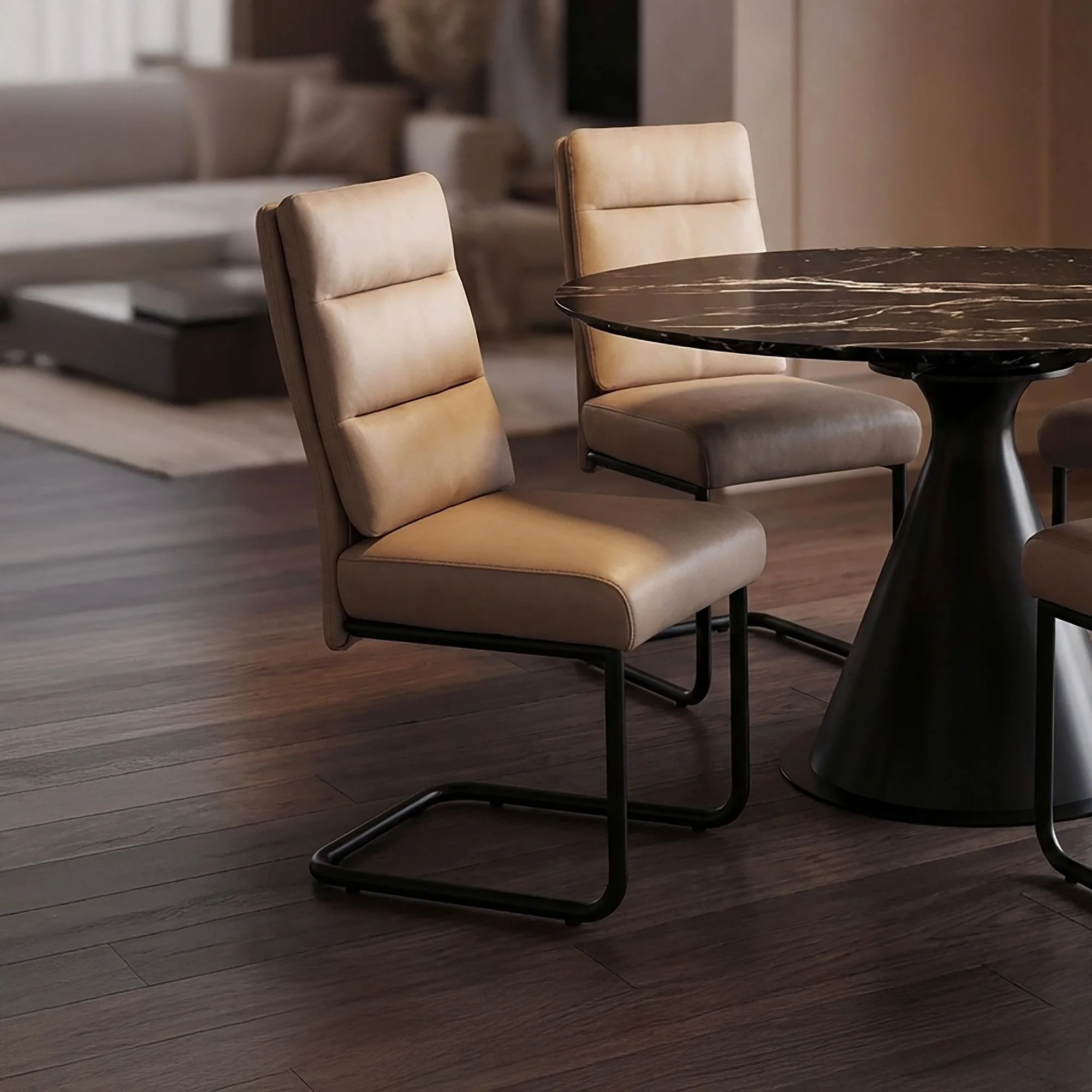 Brodi Dining/Lounge Chair, Set Of 2 In Mushroom PU And Black