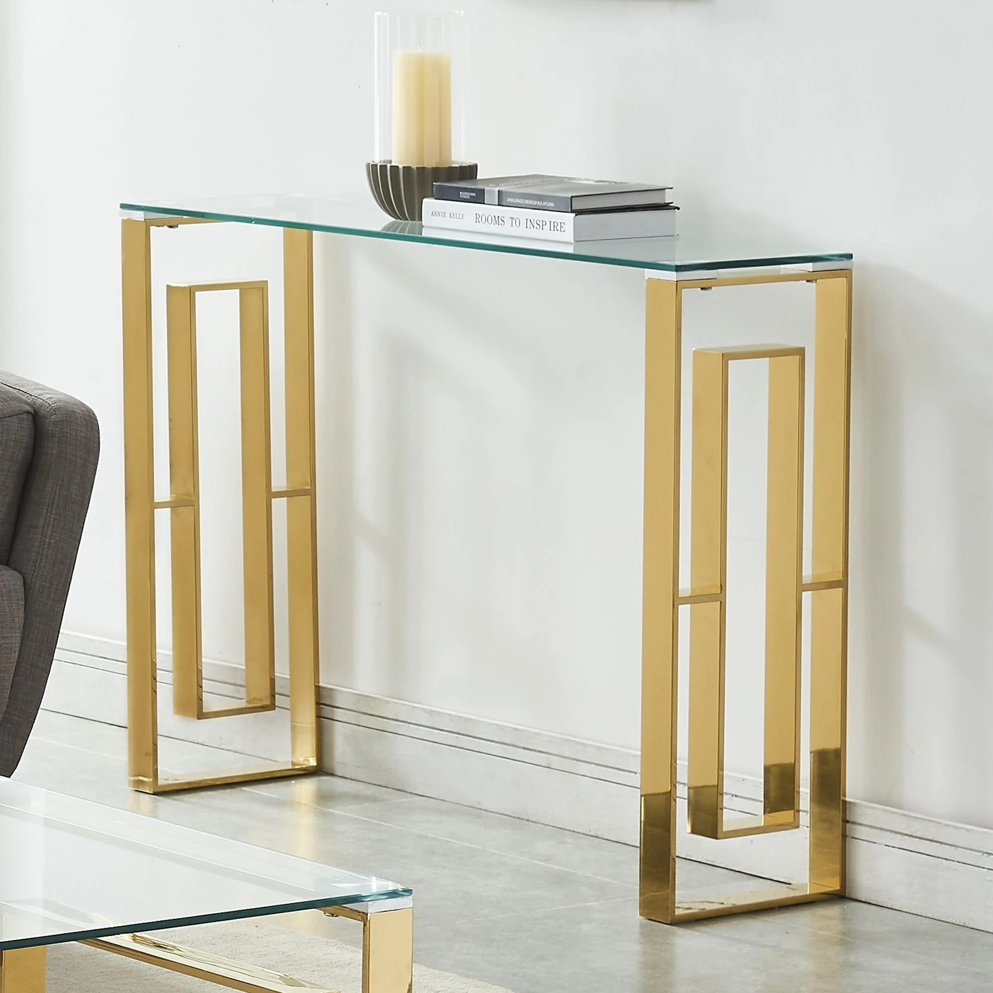 Eros Console And Desk, 39.5" In Gold