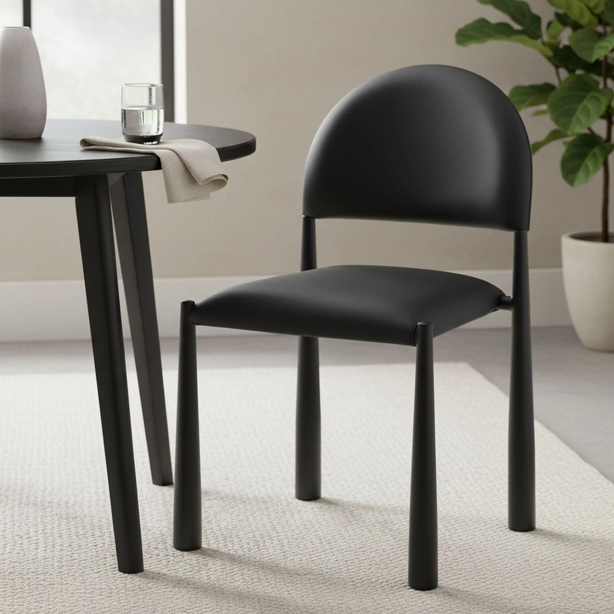 Auggie Dining/Lounge Chair, Set Of 4 In Black And Black