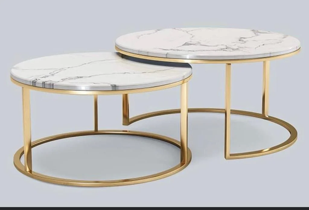 Cordoba Marble Nesting Coffee Table: White and Gold