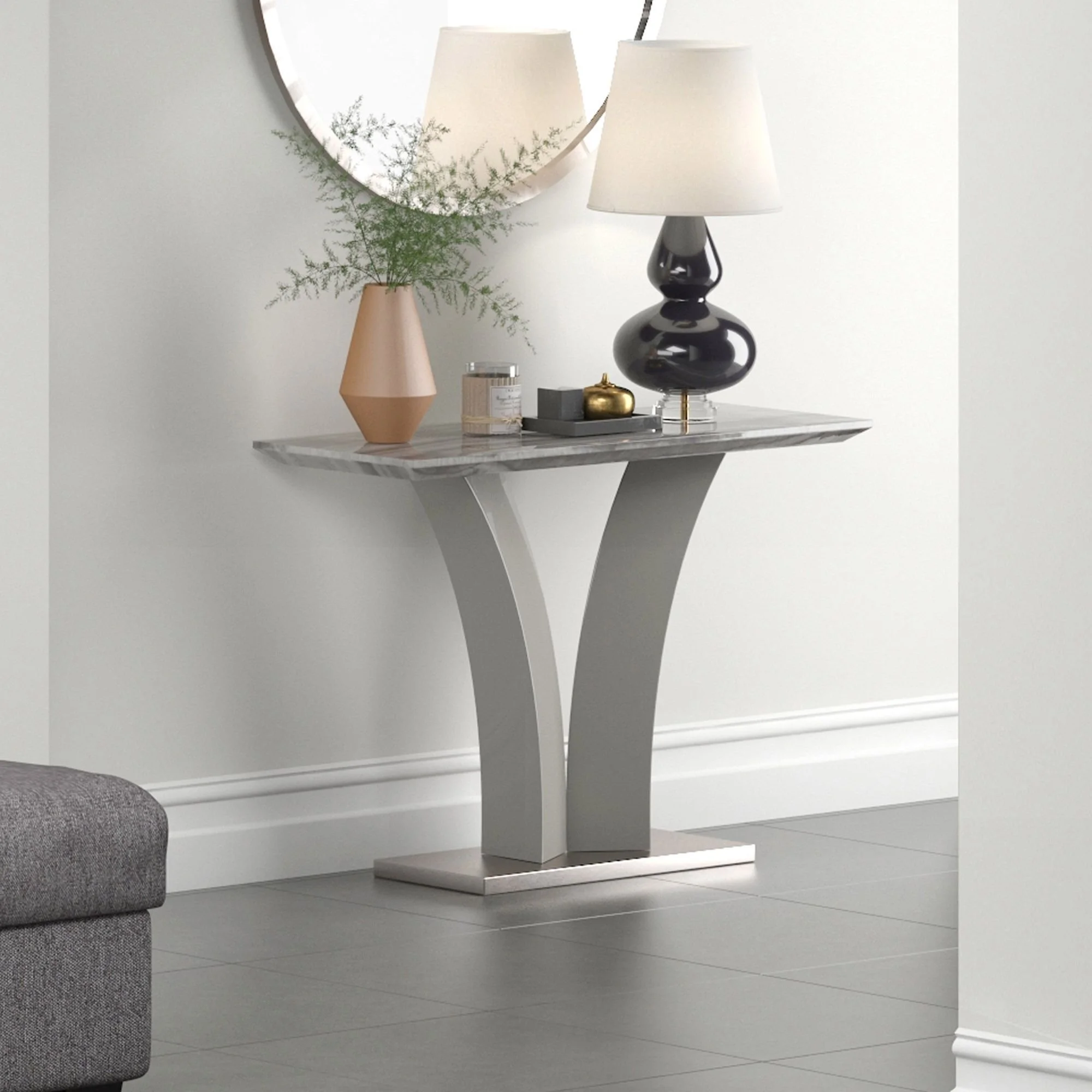 Napoli Console Table, 43.5" In Light Grey