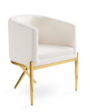 Vicky Linen Accent Chair with Gold Base