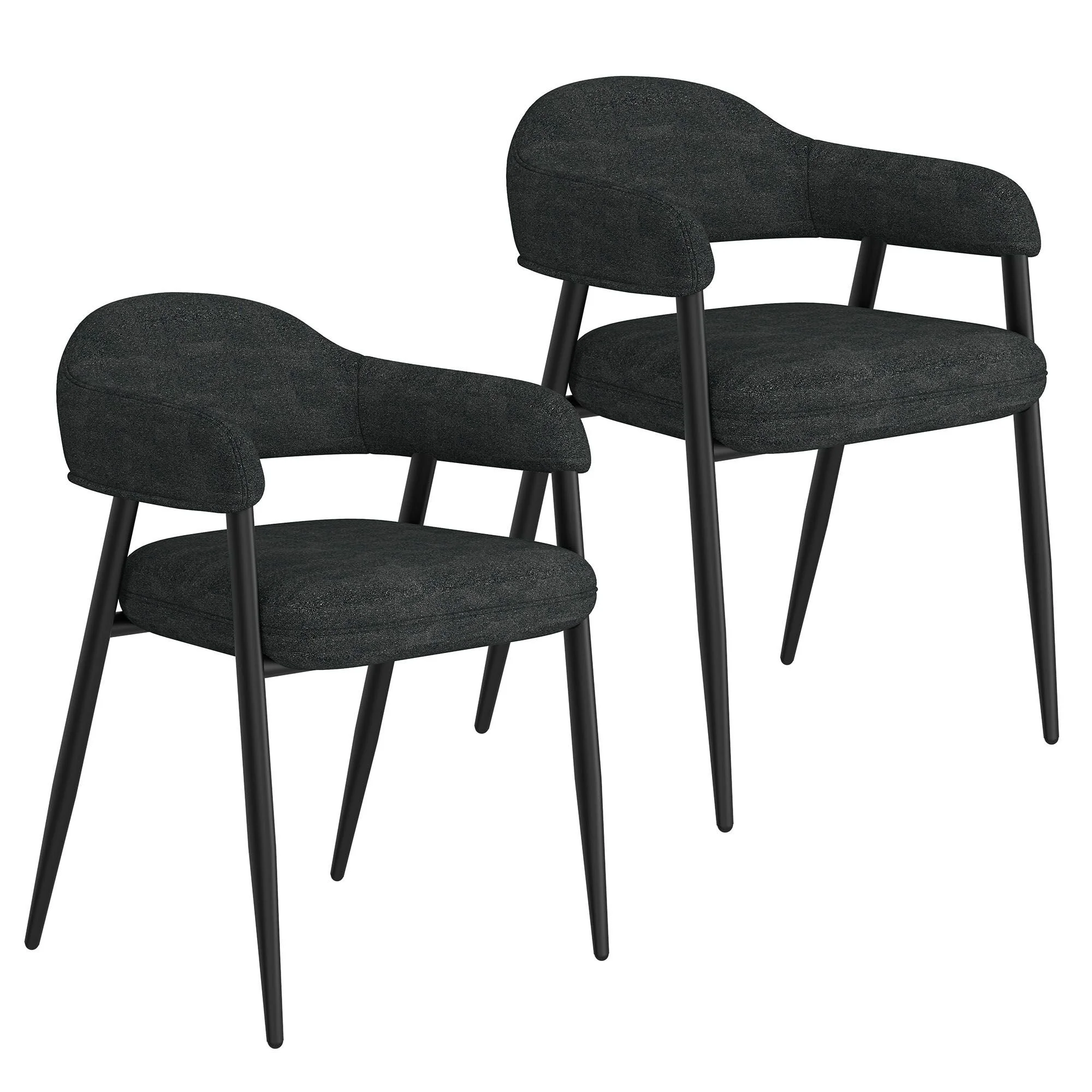 Archer Dining/Lounge Chair, Set Of 2 In Charcoal And Black