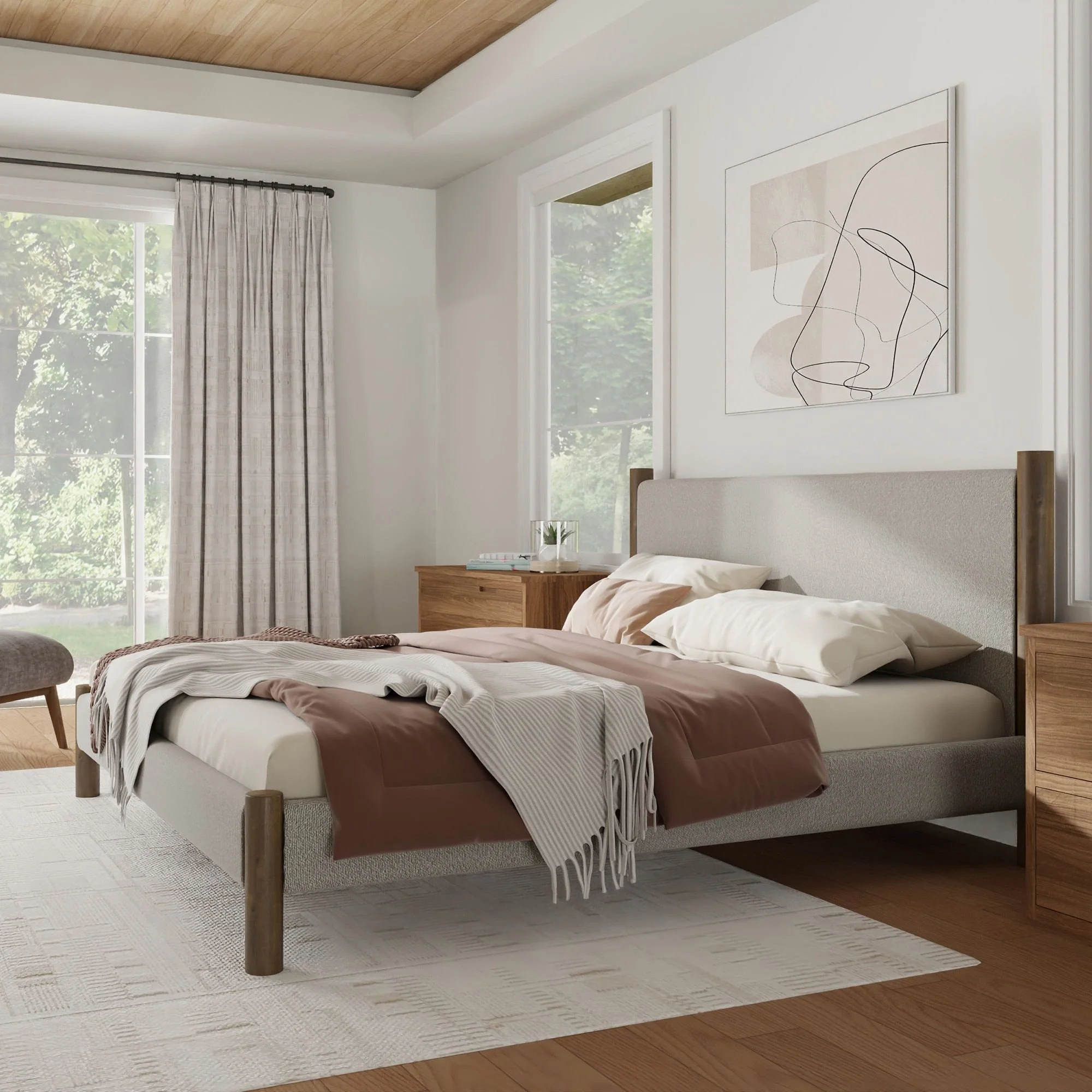 Zoran Platform Bed in Mushroom