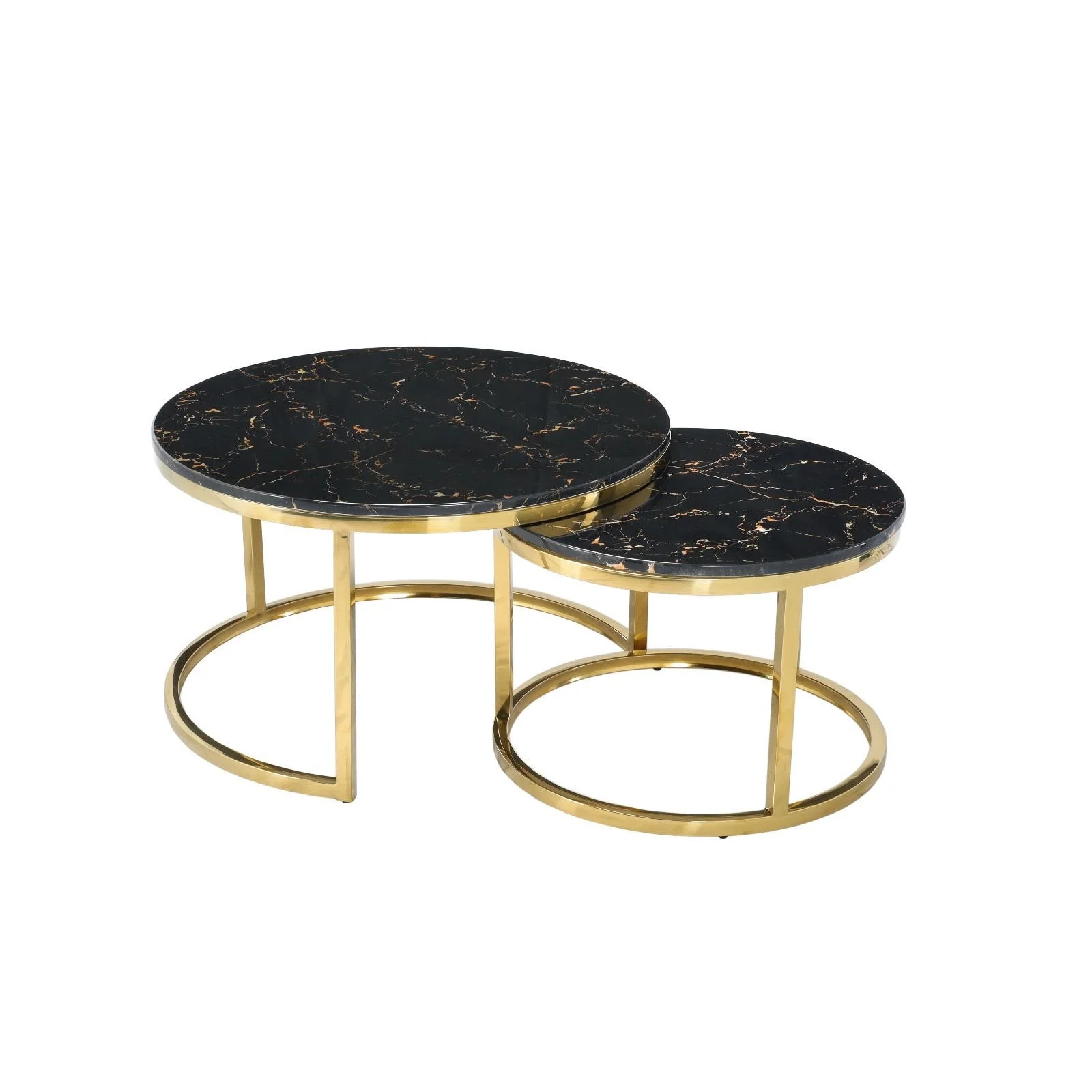 Cordoba Marble Nesting Coffee Table: Black and Gold