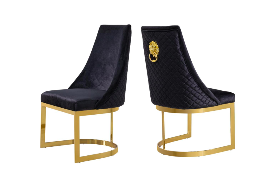 Hill Dining Chair: Black Velvet with Gold