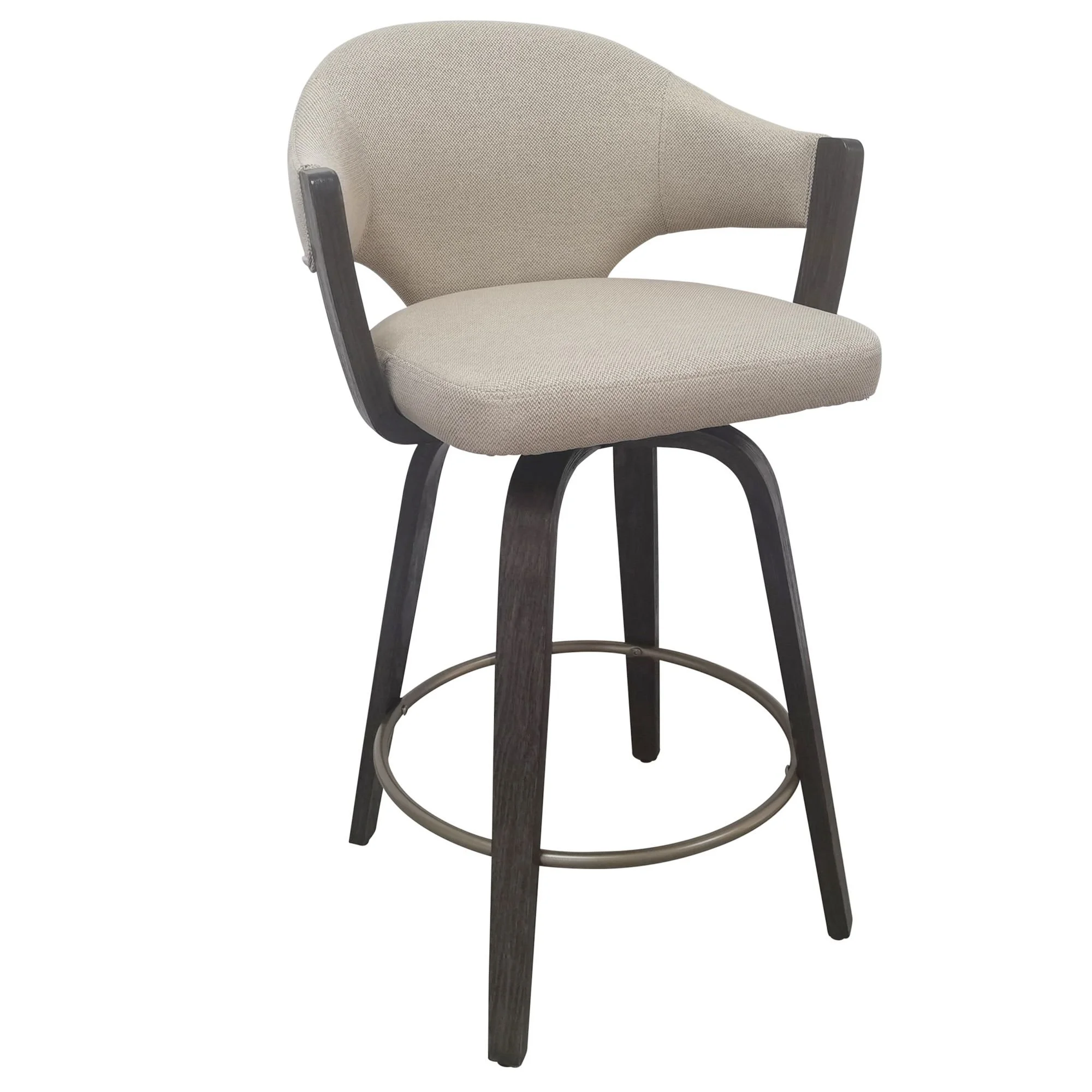 Freya 26" Counter Stool With Swivel, Set Of 2 In Toffee And Walnut