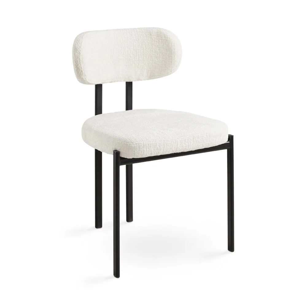 Savanah Dining Chair: Creme Fabric with Black