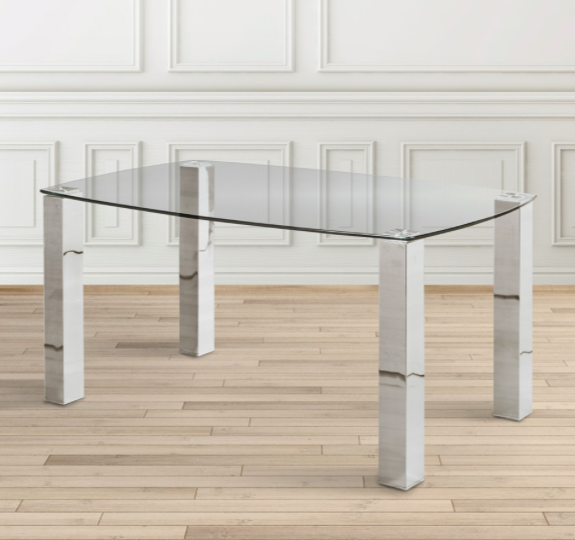 Lola Dining Table: Polished Silver