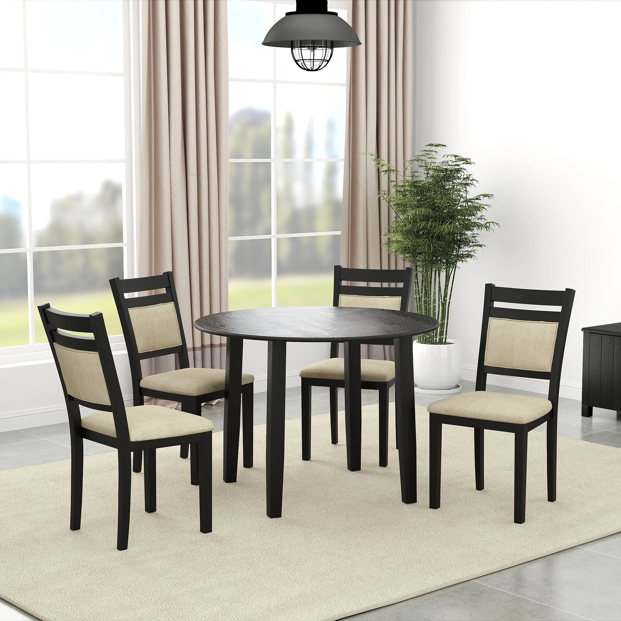 Conrad 5pc Dining Set - Black Table And Black Chairs