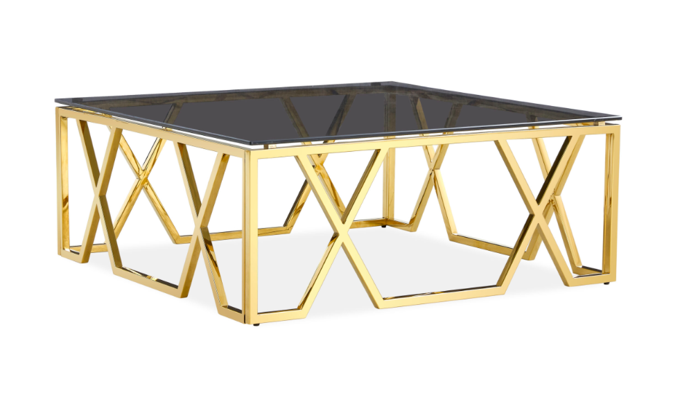 Rome Coffee Table: Black Glass with Gold