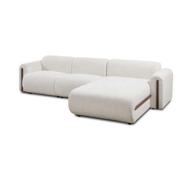 Larisa Sectional: Light Grey/Ivory Mix Linen
