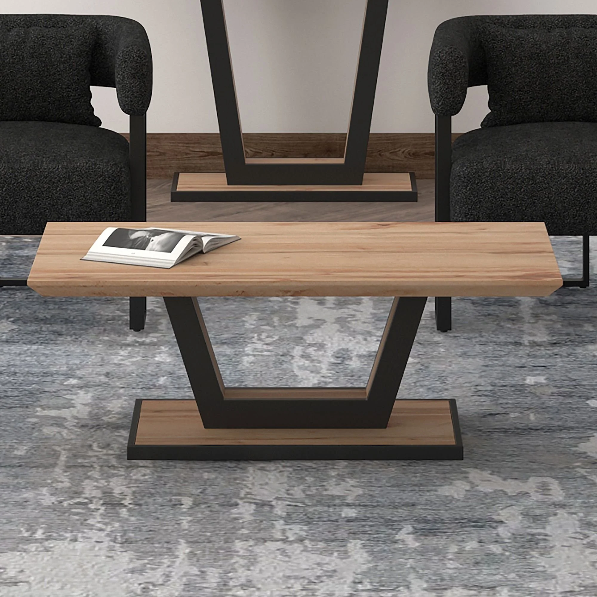 Forna Rectangular Coffee Table In Natural And Black