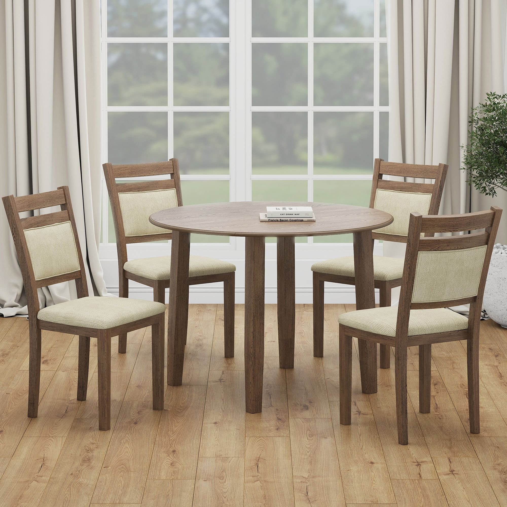 Conrad 5pc Dining Set - Walnut Table And Walnut Chairs