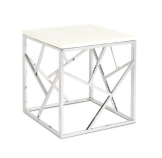 Venezia End Table : Marble with Silver