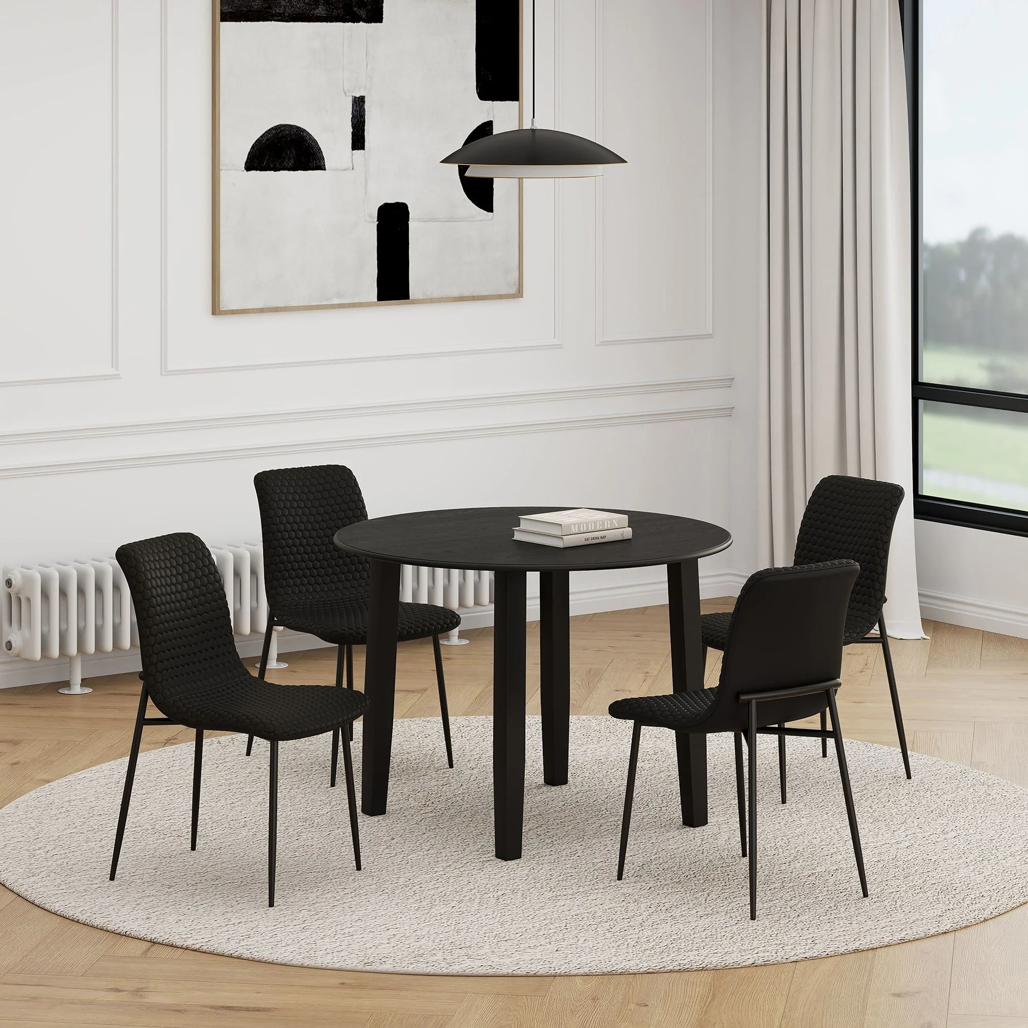 Conrad And Brixx 5pc Dining Set - Black Table And Black Chairs