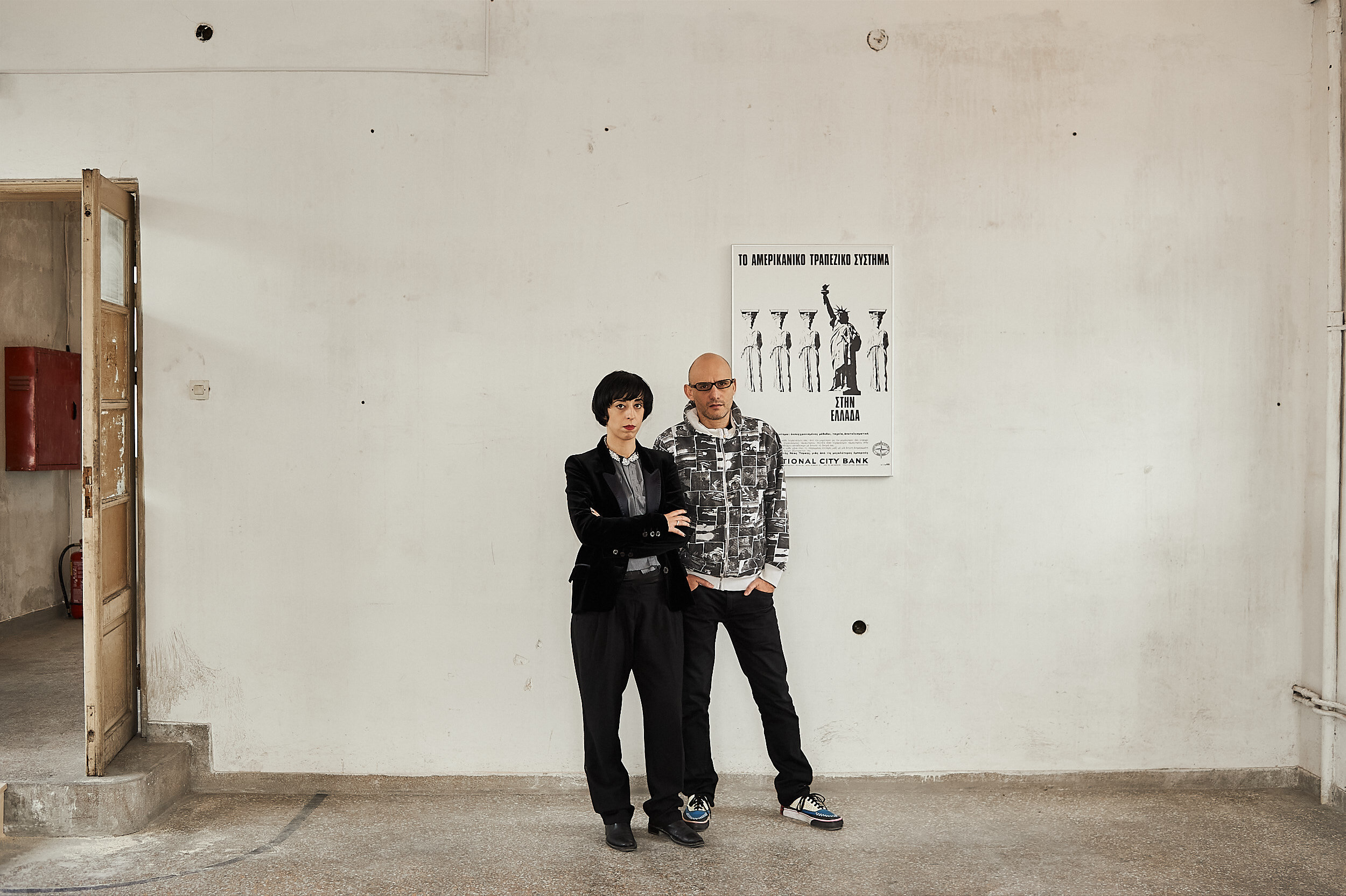 Xenia Kalpaktsoglou and Poka-Yio (Polydoros Karyofylis), curators of the Athens Biennale 2011.