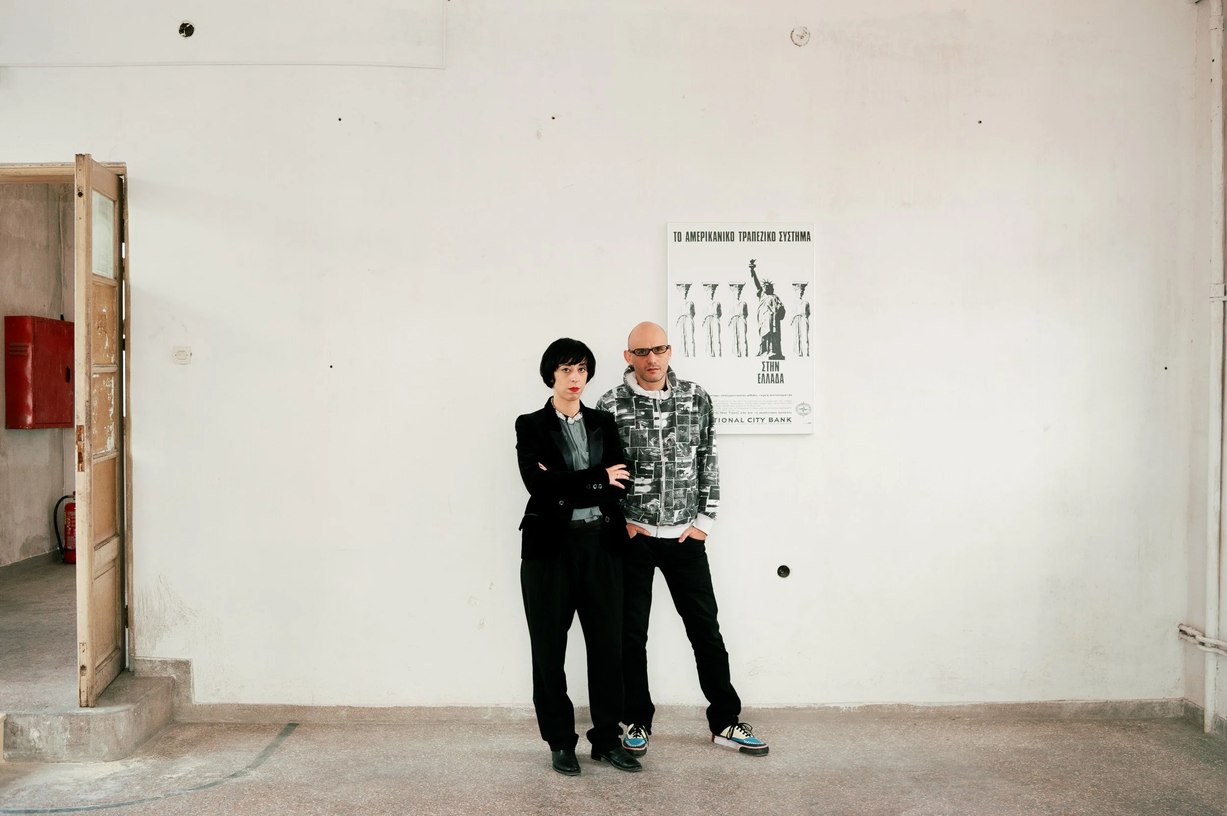  Xenia Kalpaktsoglou and Poka-Yio (Polydoros Karyofylis), curators of the Athens Biennale. 