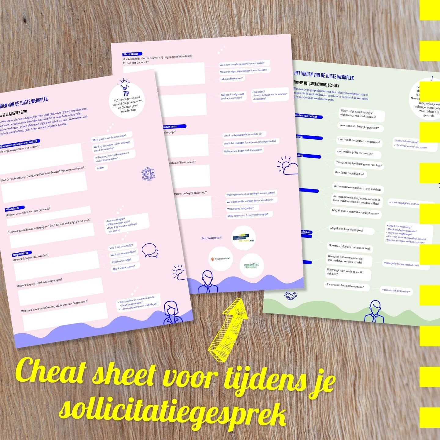 Nee dit zijn géén formulieren van de Belasting. Dit zijn hele overzichtelijke en vrolijke documenten die mensen helpen bij het vinden en houden van werk. Speciaal gemaakt voor mensen met een afstand tot de arbeidsmarkt. Bijvoorbeeld omd