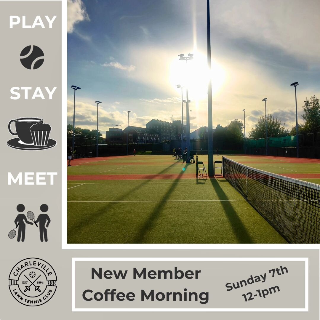 New Members Tennis &amp; Coffee Morning | Sunday 7th January 12-1pm

Welcome to our new members! Kick off the new year the Charleville way. Come and play some tennis, have a coffee and meet other members. Membership cards can also be collected.

Regi