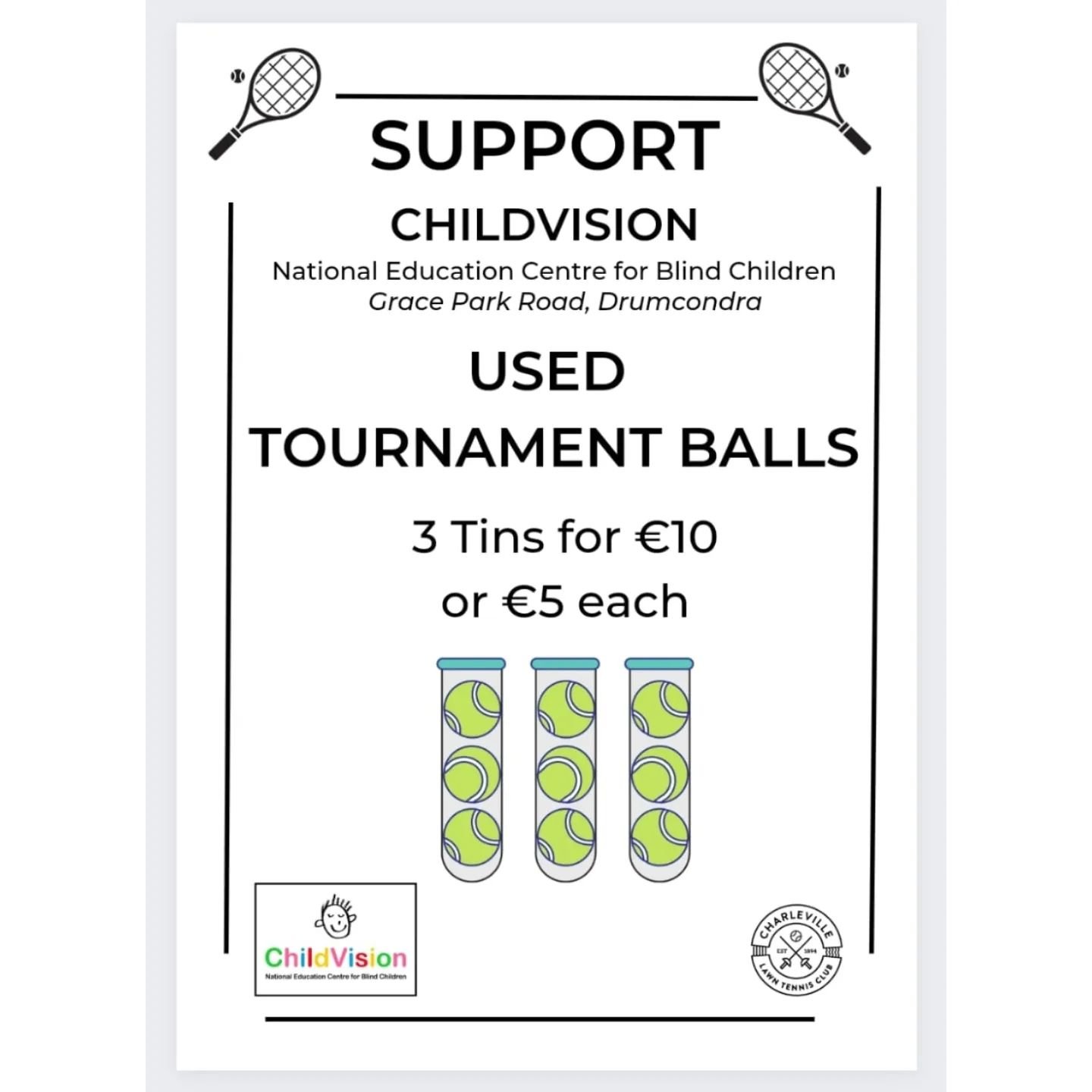 Remember you can buy some of the tournament balls for a bargain price! Cash only! We're donating the proceeds to local charity ChildVision, Ireland&rsquo;s only dedicated centre for children with sight loss.