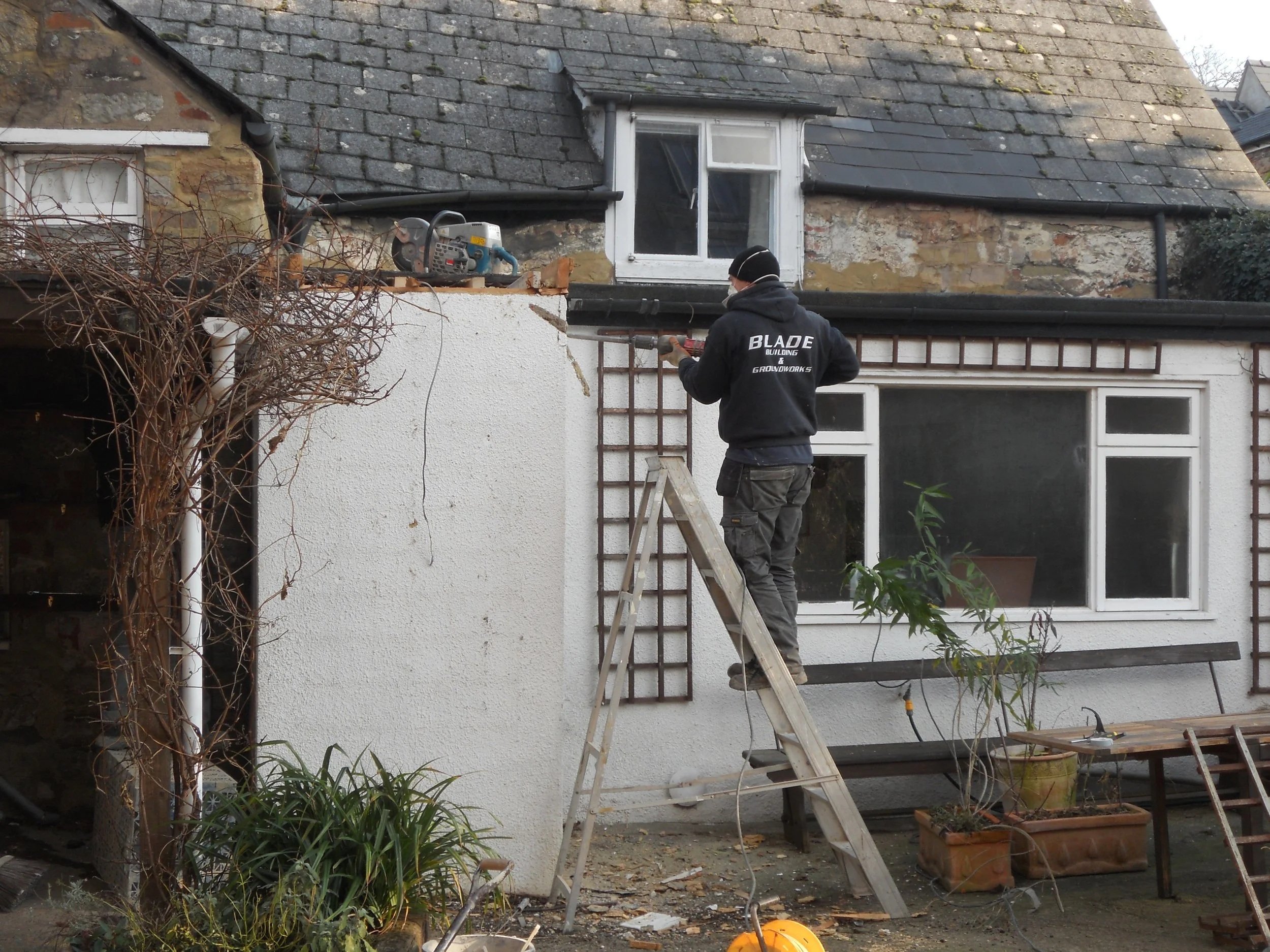 mill end mitcheldean renovation removing porch.jpg