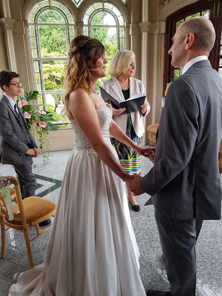 manor holding hands formal wedding vows